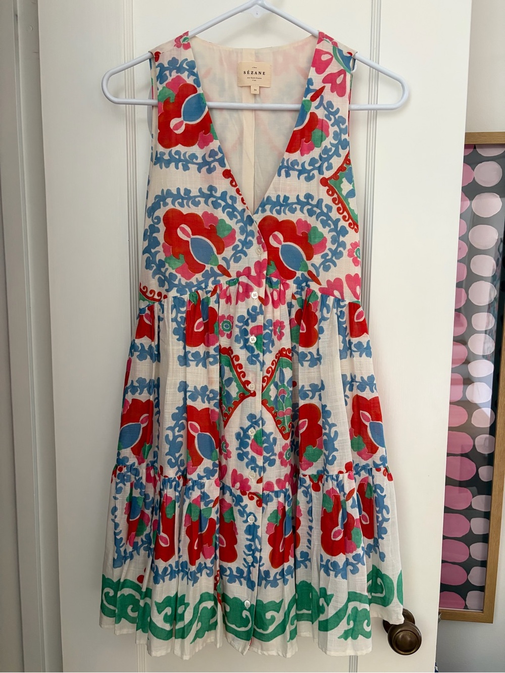 Sézane Tonya Sleeveless Tiered Cotton Dress